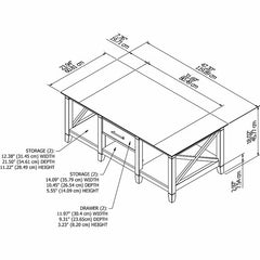 Linen White Oak Hurdsfield 4 Legs Coffee Table with Storage Indoor Design