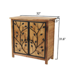 31.5'' Tall Metal 2 Door Accent Cabinet Decorative Iron Branches