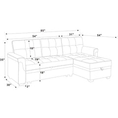 Light Gray Gunnar 85" Wide Reversible Sleeper Sofa & Chaise Design