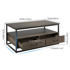 Southside Frame Coffee Table with Storage Dark Brown Wide Range of Functions