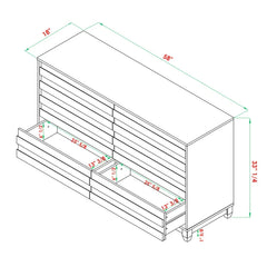 Alsey 6 Drawer 58'' W Minimalist 6-drawer Double Dresser Helps Keep your Bedroom Tidy