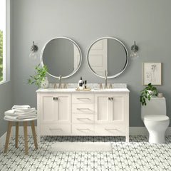 White Karine 60" Double Bathroom Vanity Set Seaside Inspired Style Design