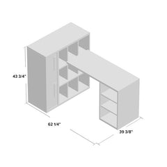 Grasser Study L Shape Computer Desk with Bookcase