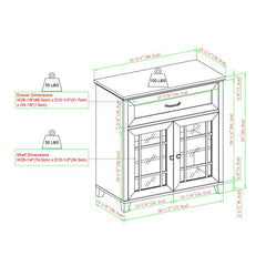 White Oak Halethorpe 33'' Tall Glass 2 Door Accent Cabinet