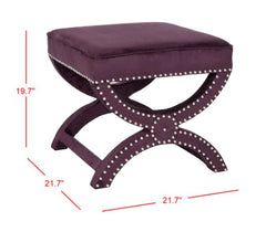 Safavieh Dante X-Bench Purple Ottoman Rich Royal Purple Contrasts