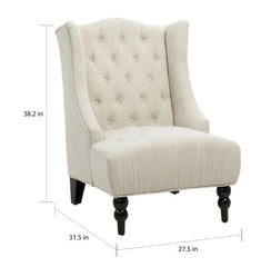 Light beige Toddman Tufted High-back Club Chair Home 27.25" L x 33.75" W x 38.50" H