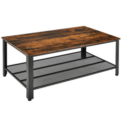 2-Tier Industrial Coffee Table Console Table with Storage Shelf