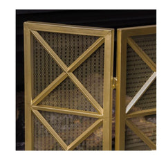 3-Panel Fireplace Screen Crafted from Iron with an X Pattern for Striking Visual Interest