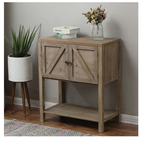 Wood Farmhouse Storage Cabinet Rustic Console and Worn Natural Finish