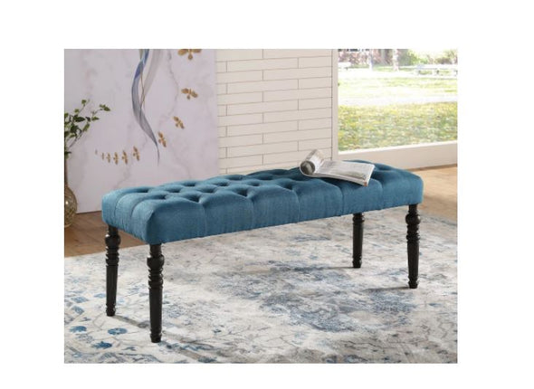 Copper Grove Sens Tufted Tan Fabric Dining Bench with Turned Legs Blue